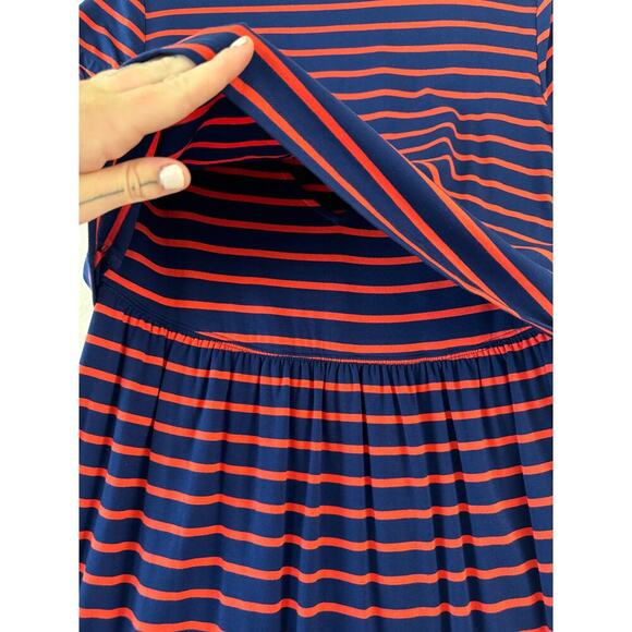 NWT GAP Maternity Blue Red Stripe Dress M Patriotic Nautical - Picture 4 of 8